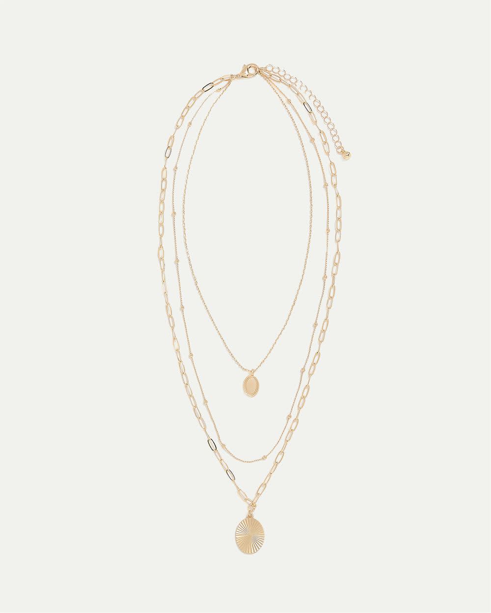 Multi-Chain Necklace with Round Pendants