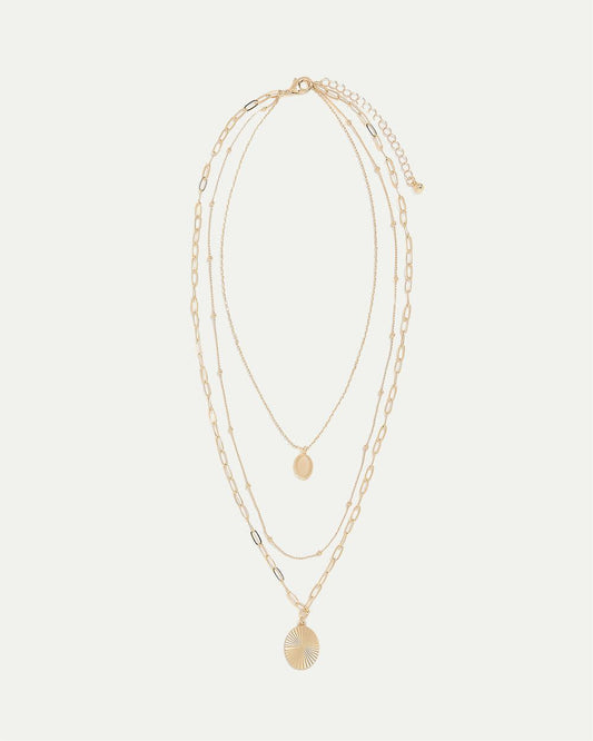 Multi-Chain Necklace with Round Pendants