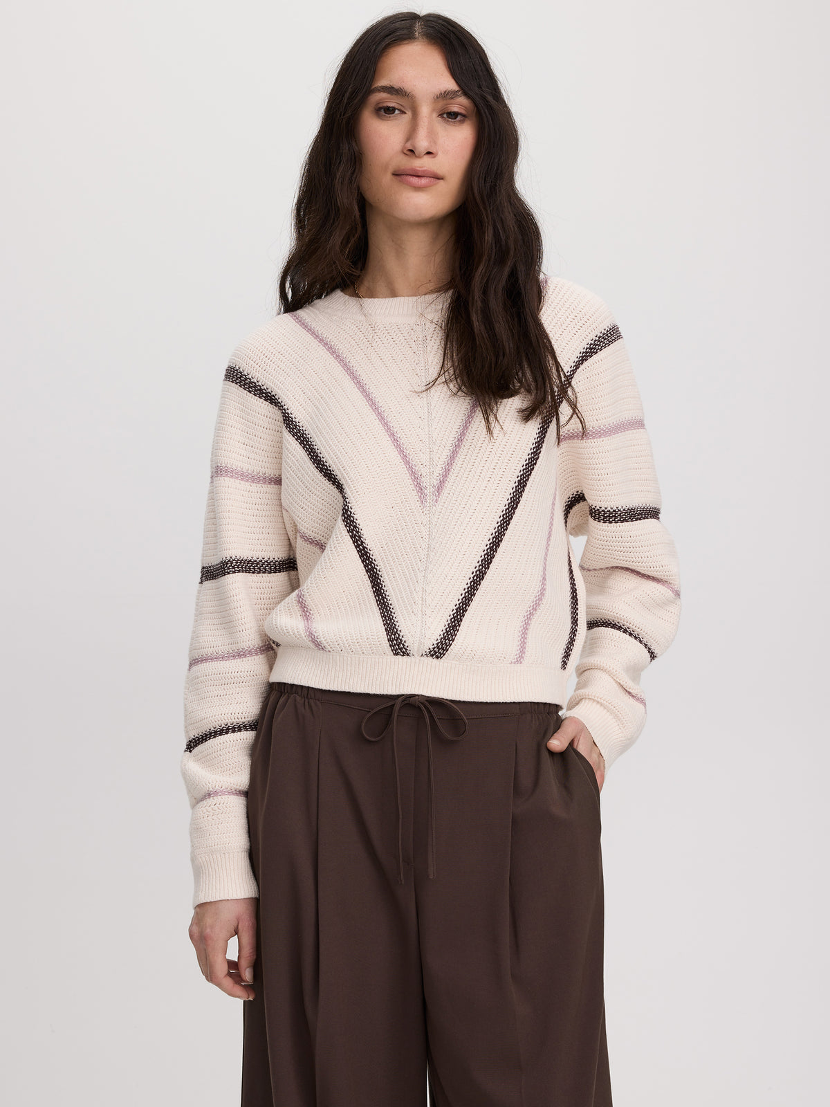 Long-Dolman-Sleeve Crew-Neck Pullover