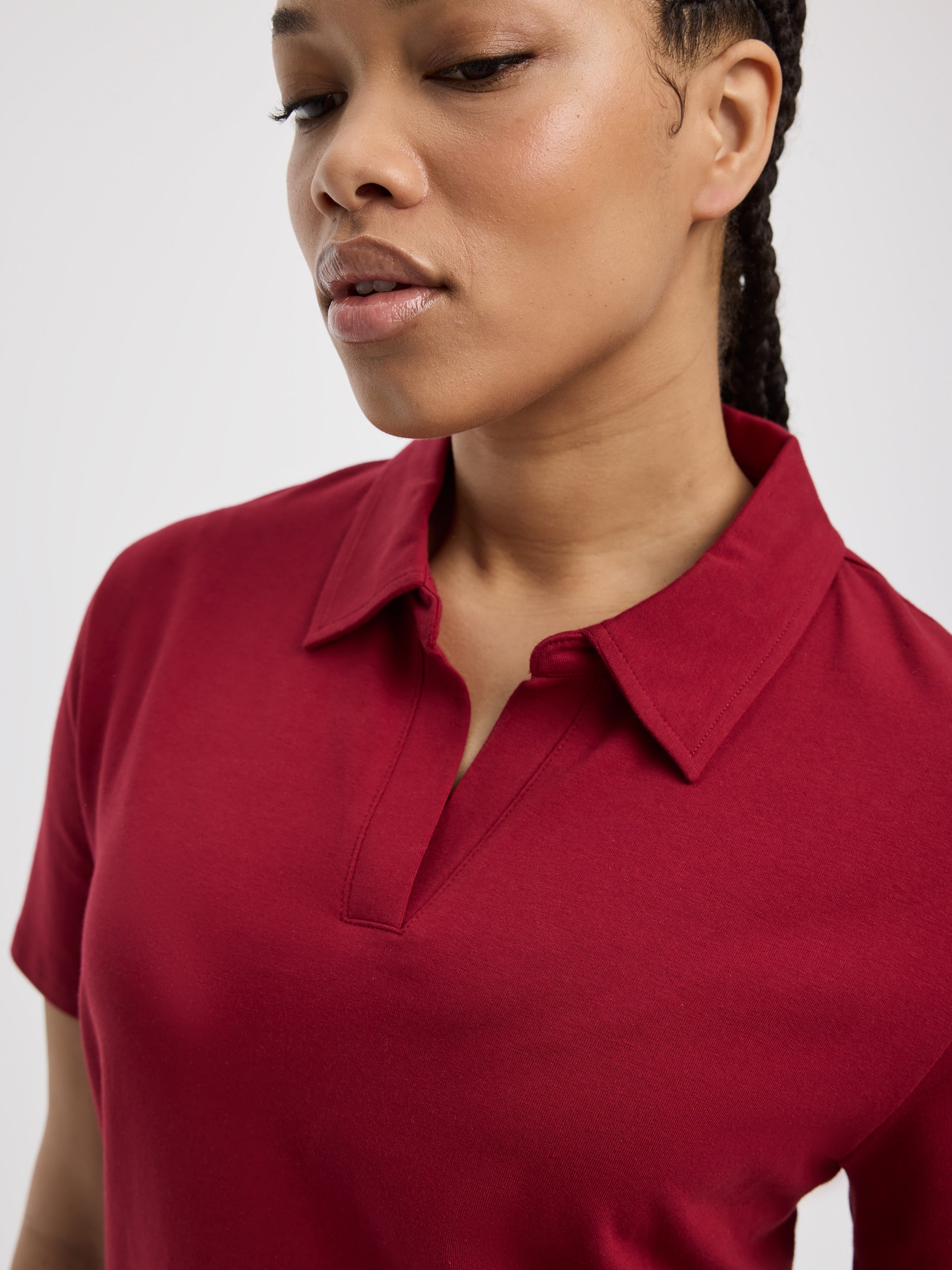 Short-Sleeve Midi Polo Dress - Hyba