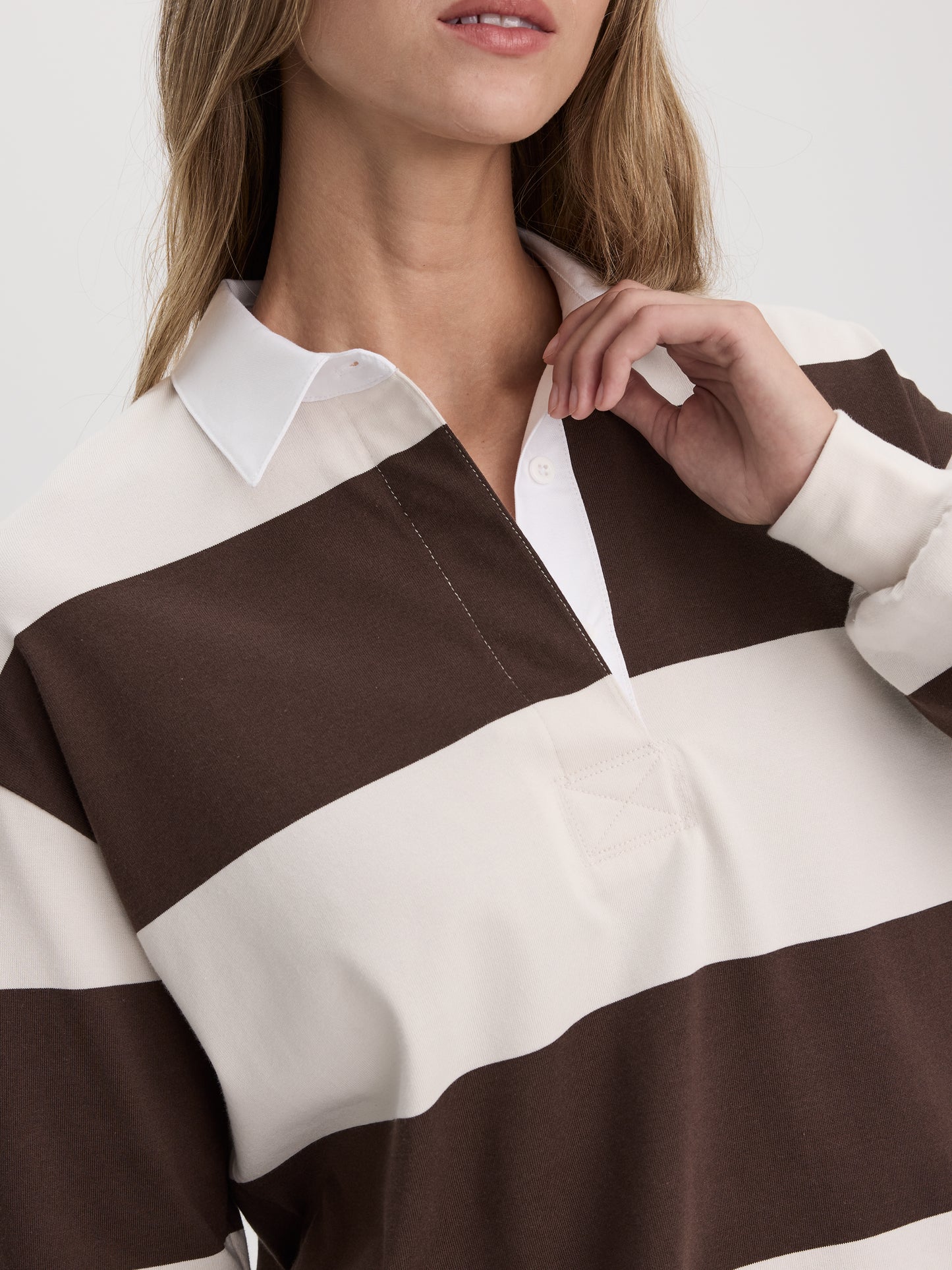 Striped Long-Sleeve Rugby-Style Top