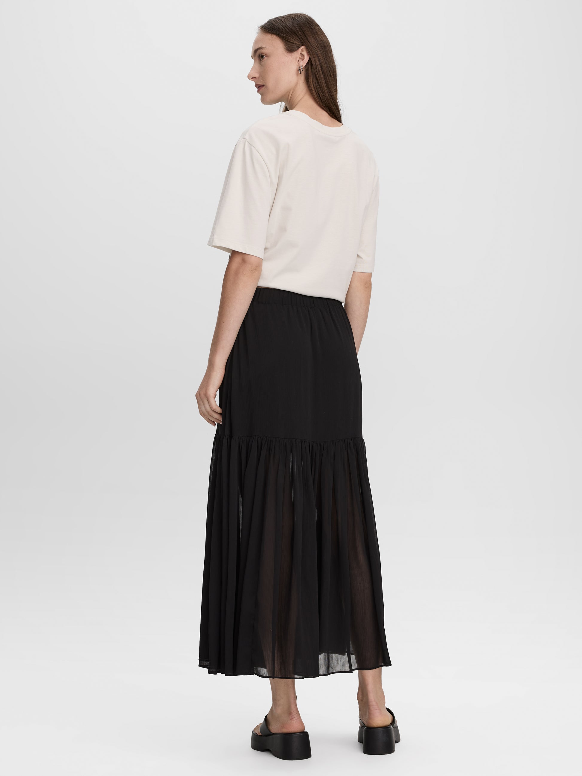 Pleated-Chiffon Maxi Skirt