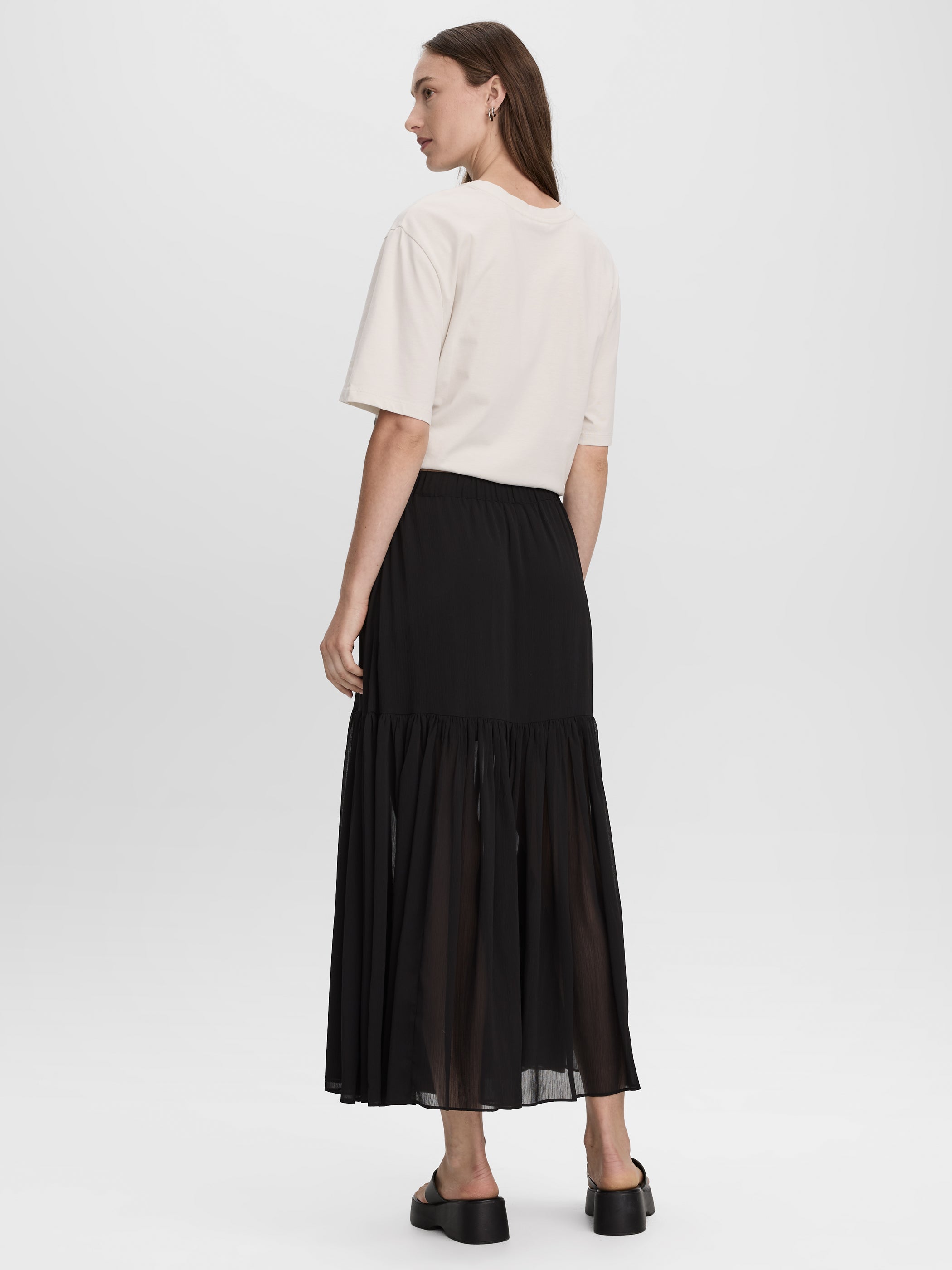 Pleated-Chiffon Maxi Skirt