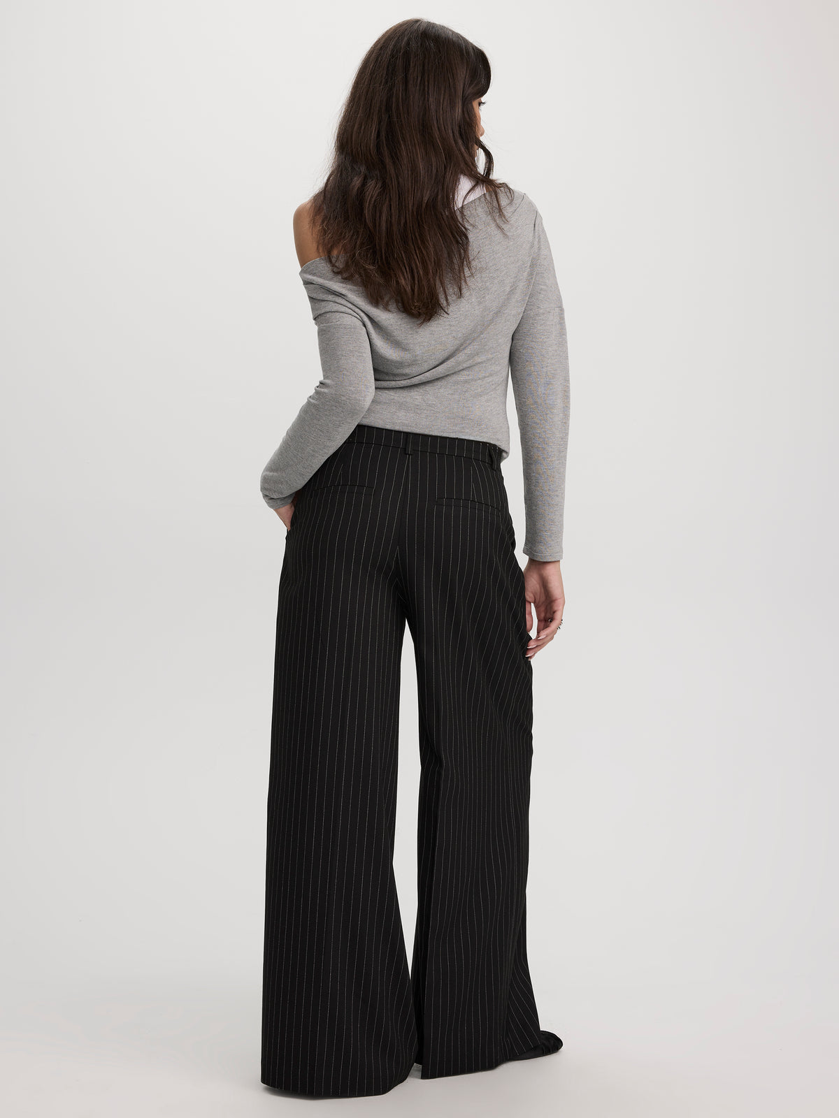 Wide-Leg Mid-Rise Pants with Asymmetrical Waist - The Timeless