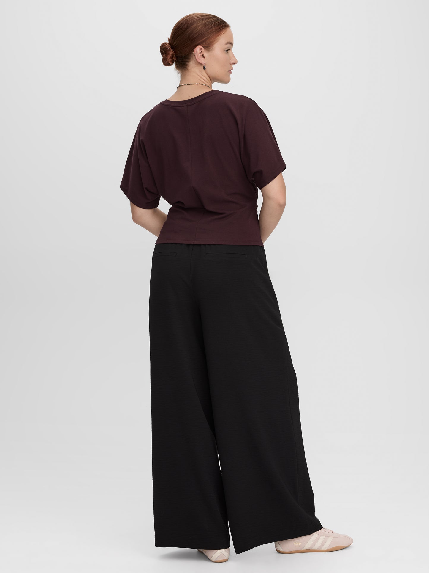 Short-Sleeve Crew-Neck Tee with Shirred Sides
