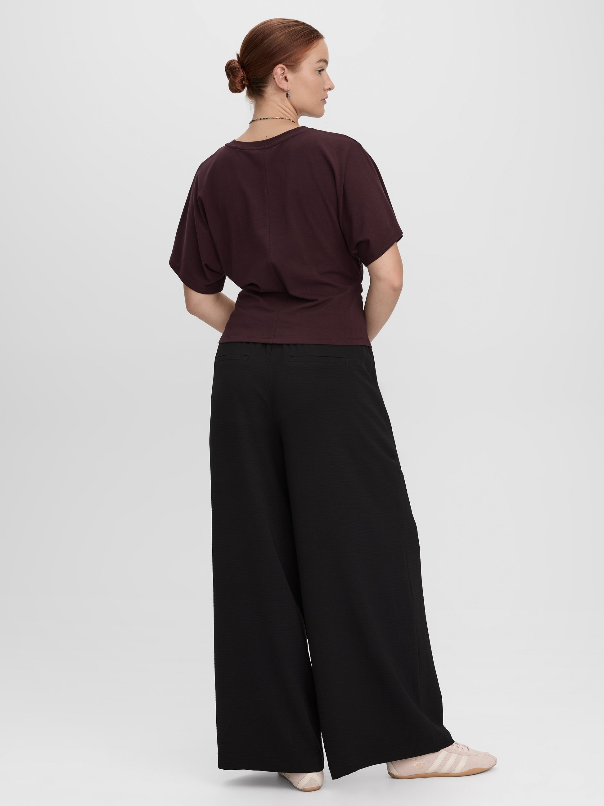 Short-Sleeve Crew-Neck Tee with Shirred Sides