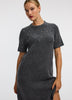 Short-Sleeve Mini Sweater Dress with Rhinestones