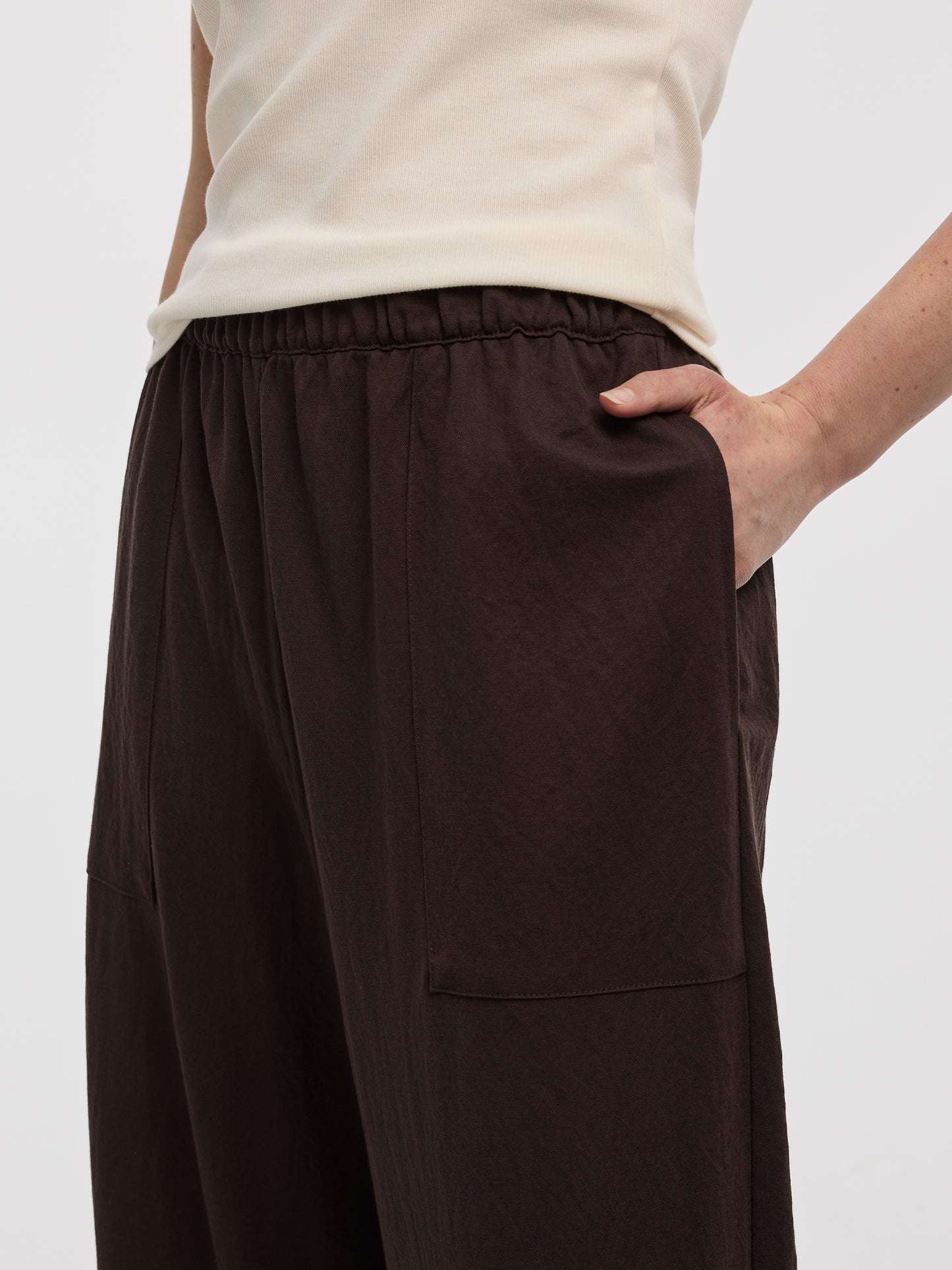 Wide-Leg High-Rise Pull-On Piqué Pant
