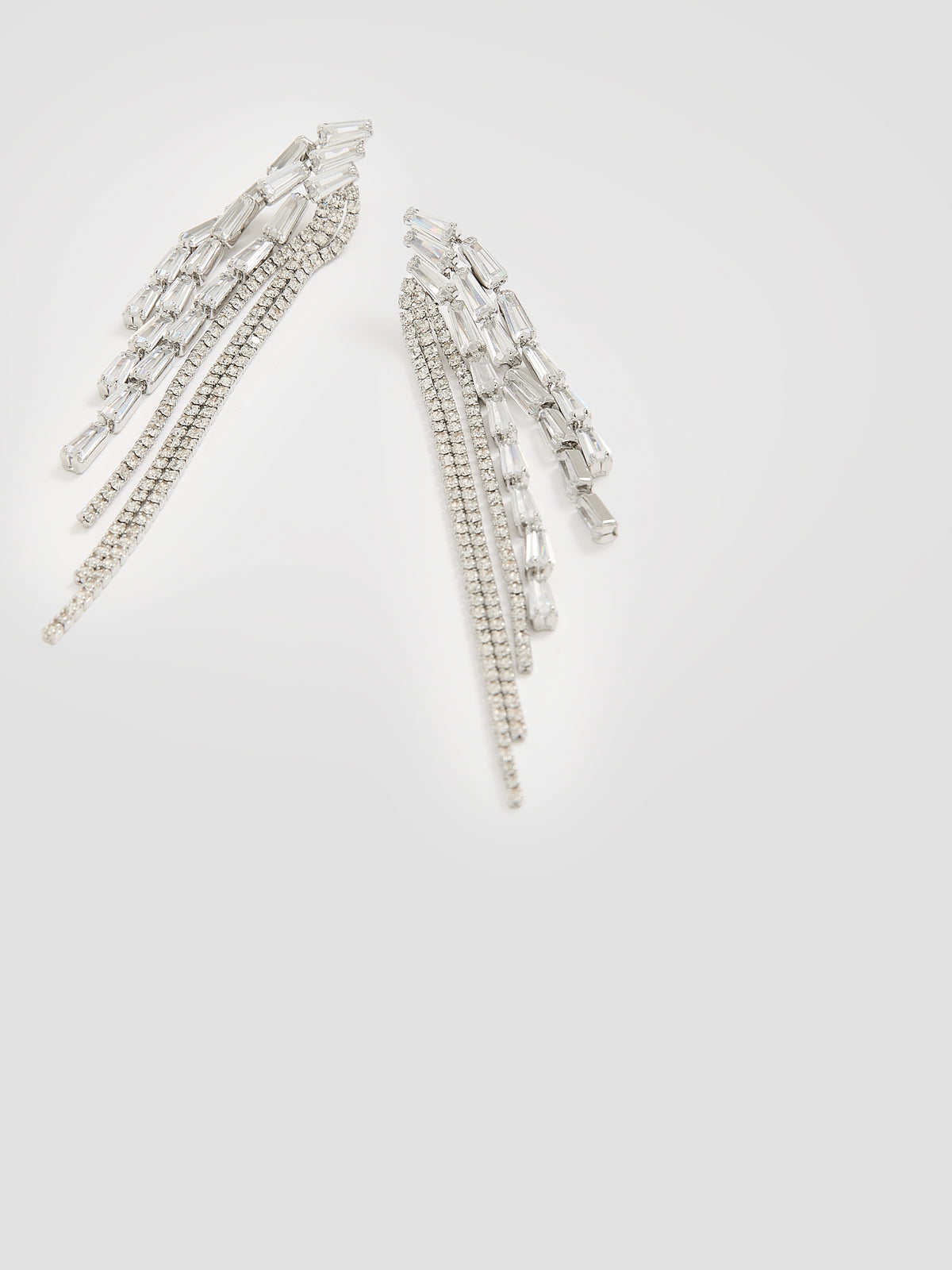 Earrings with Fringe Pendants with Rhinestones