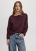 Striped Long-Sleeve Boat-Neck Top