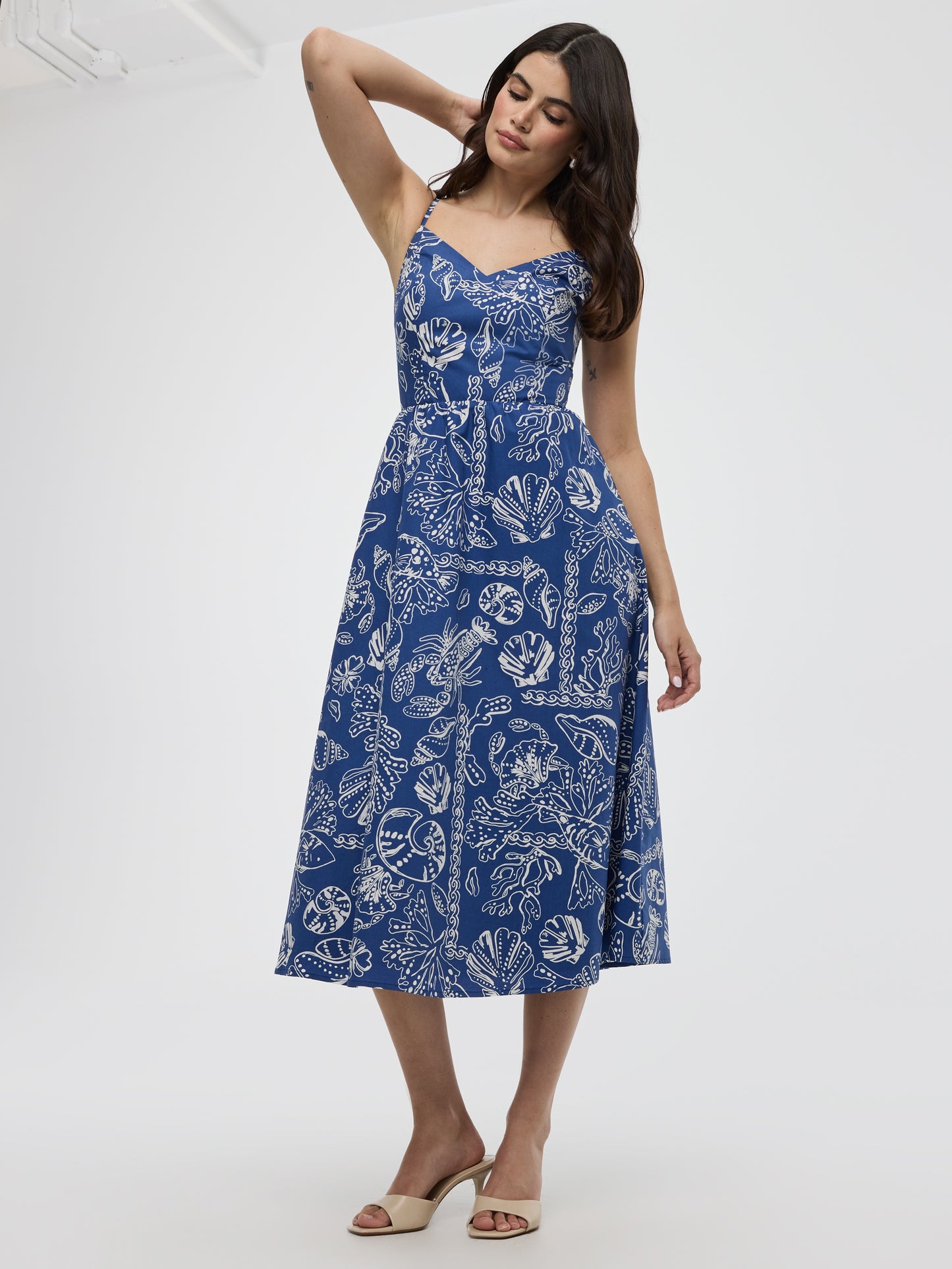 Sleeveless Fit and Flare Midi Dress