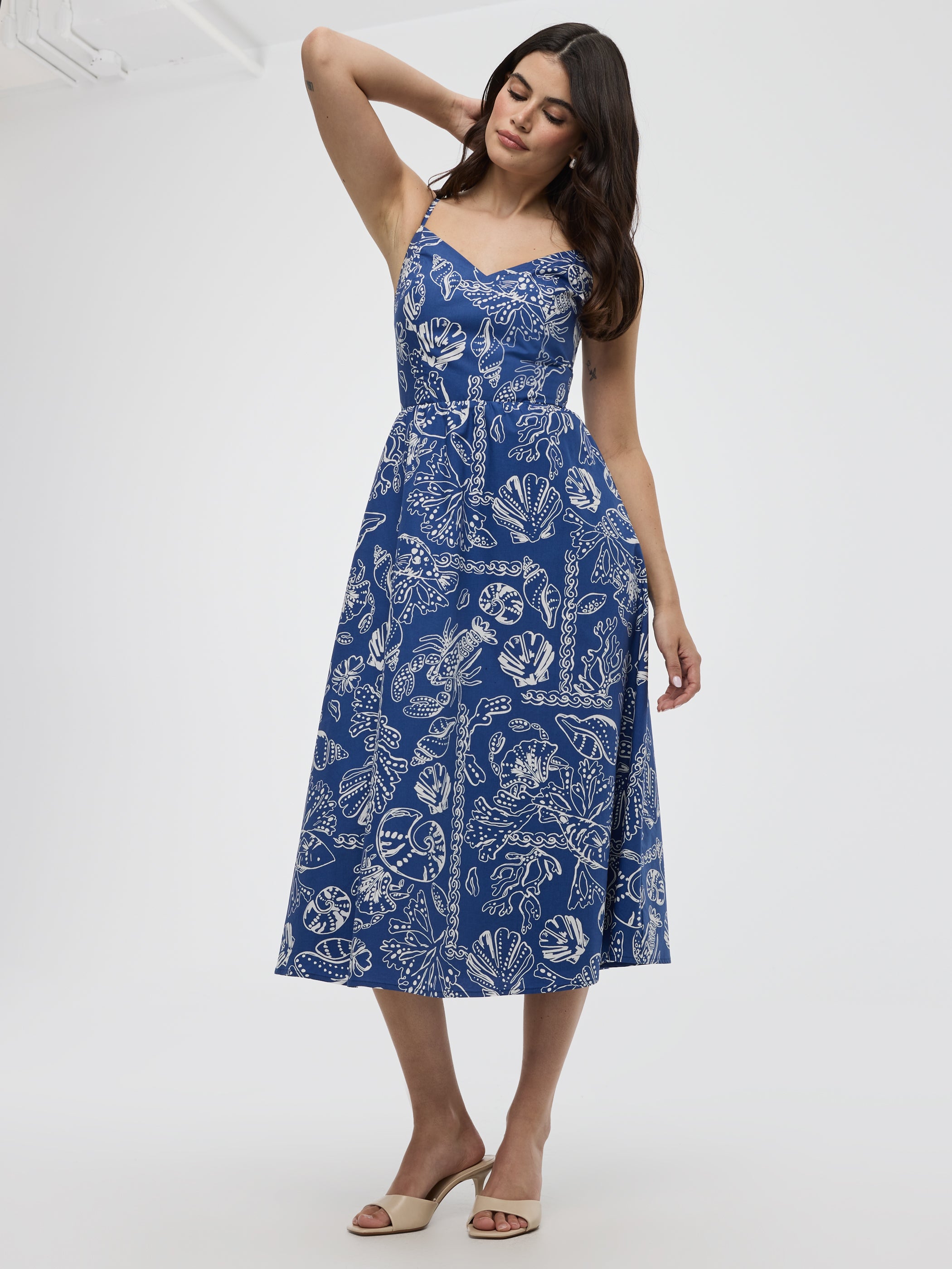 Sleeveless Fit and Flare Midi Dress