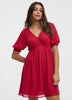Elbow-Sleeve V-Neck Empire-Cut Dress