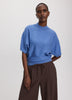 Merino-Blend Short-Sleeve Mock-Neck Sweater