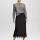 Satin Midi Skirt with Lace Trim