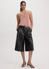 Faux-Leather High-Rise Bermuda