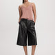 Faux-Leather High-Rise Bermuda