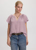 Split-Neck Blouse with Flutter Sleeves