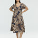 Short-Sleeve Midi Dress with V Neckline