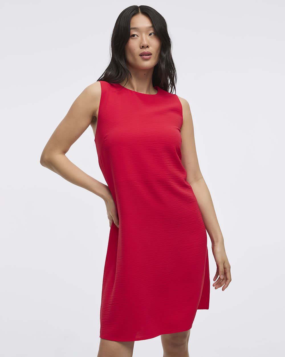 Sleeveless Crew-Neck Shift Dress
