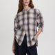 Loose Plaid Blouse with Pocket