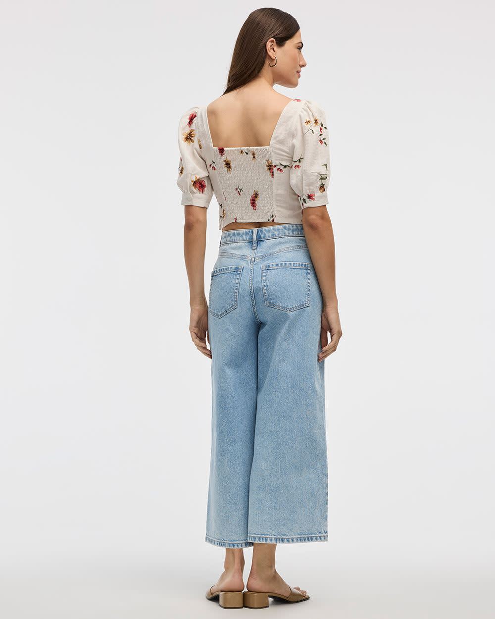 Short-Puffy-Sleeve Bustier Top with Sweetheart Neckline