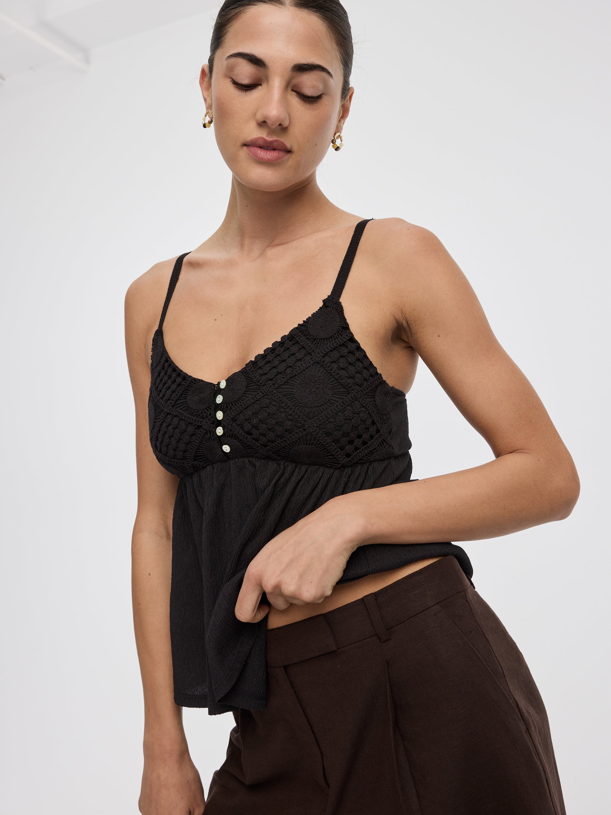 V-Neck Mix-Media Cami