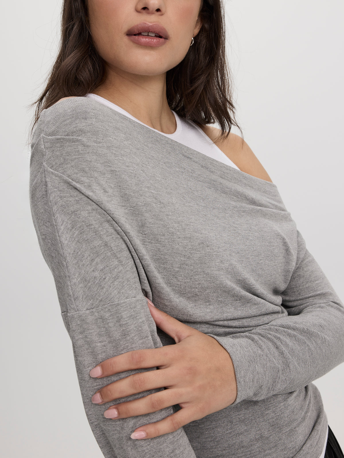 Long-Sleeve Off-the-Shoulder Top with Fooler Insert