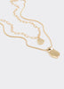 Double-Chain Short Necklace with Organic Pendant
