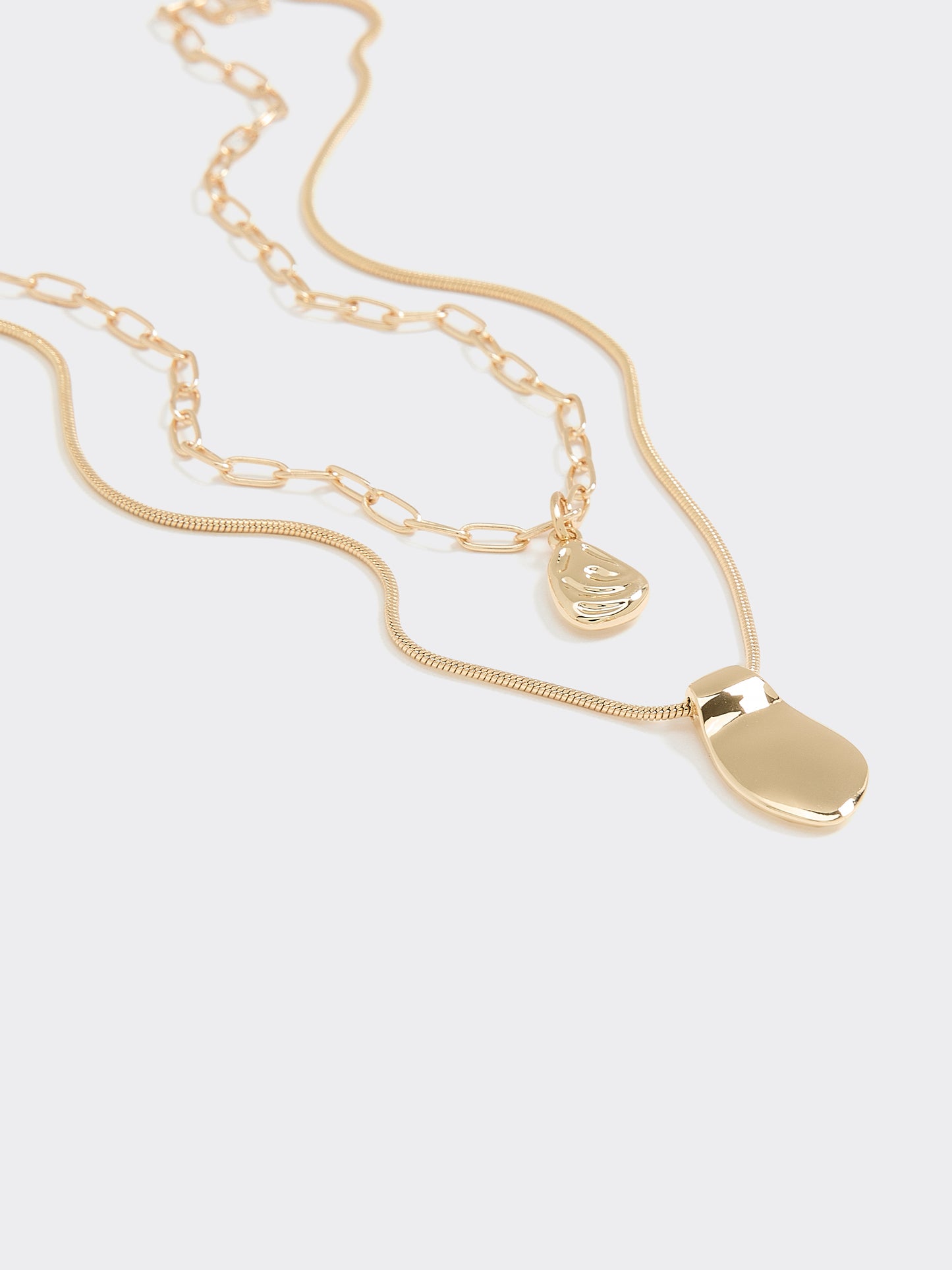 Double-Chain Short Necklace with Organic Pendant