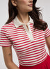 Striped Short-Sleeve Polo Sweater