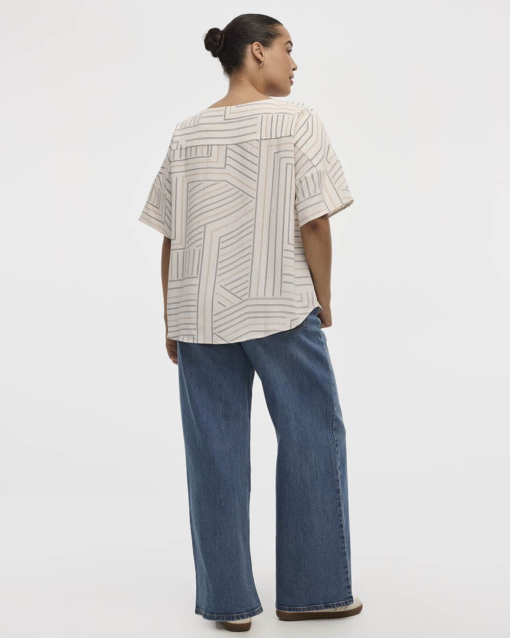 Short-Sleeve Crew-Neck T-Shirt Blouse