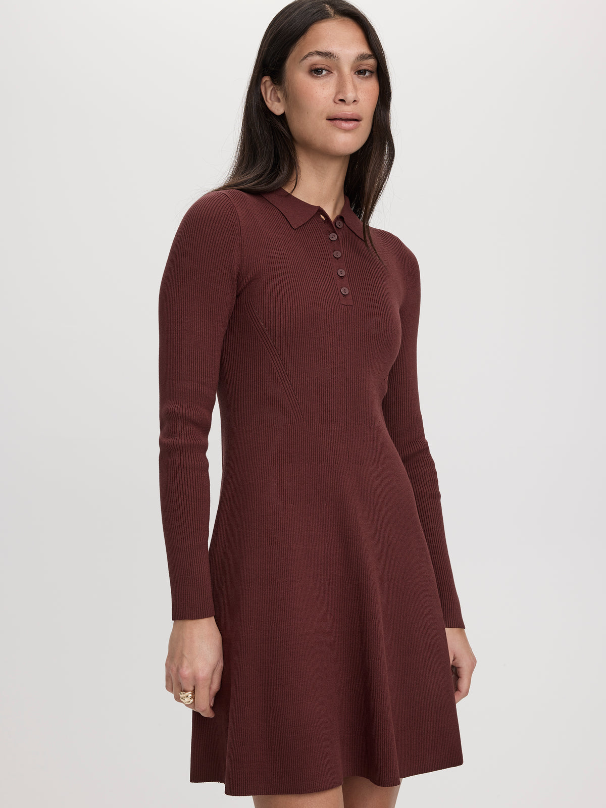 Long-Sleeve Polo Mini Dress