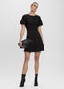 Short-Sleeve Crew-Neck Fit-and-Flare Dress
