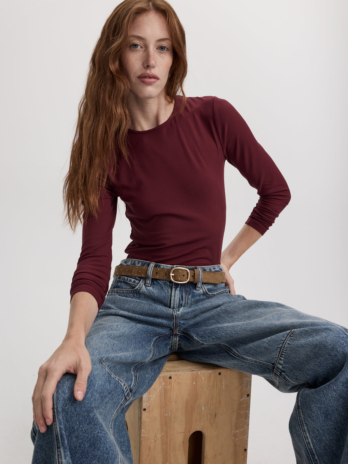 Long-Sleeve Crew-Neck Ribbed T-Shirt - R Essentials