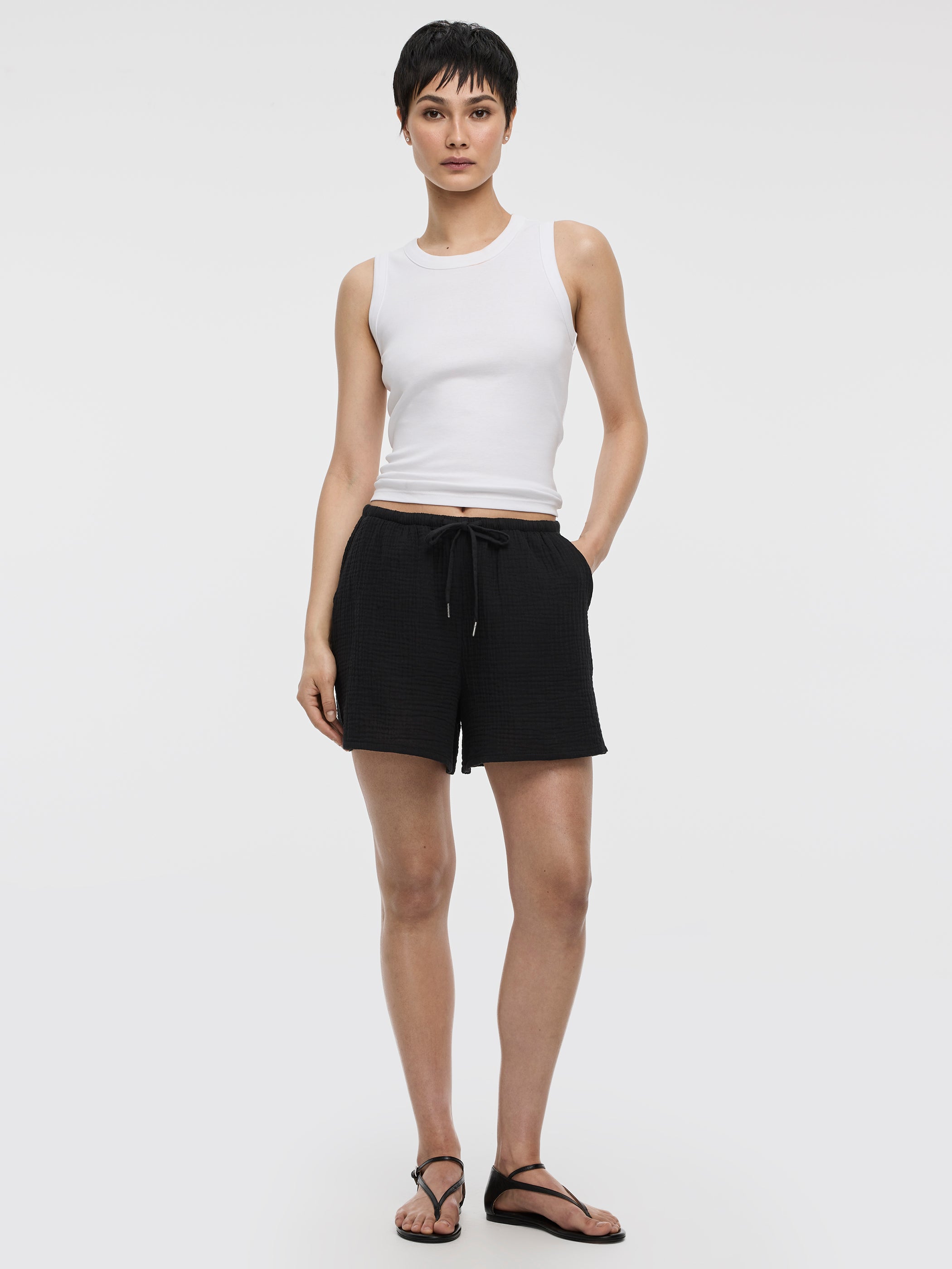 Short en coton gaufré 