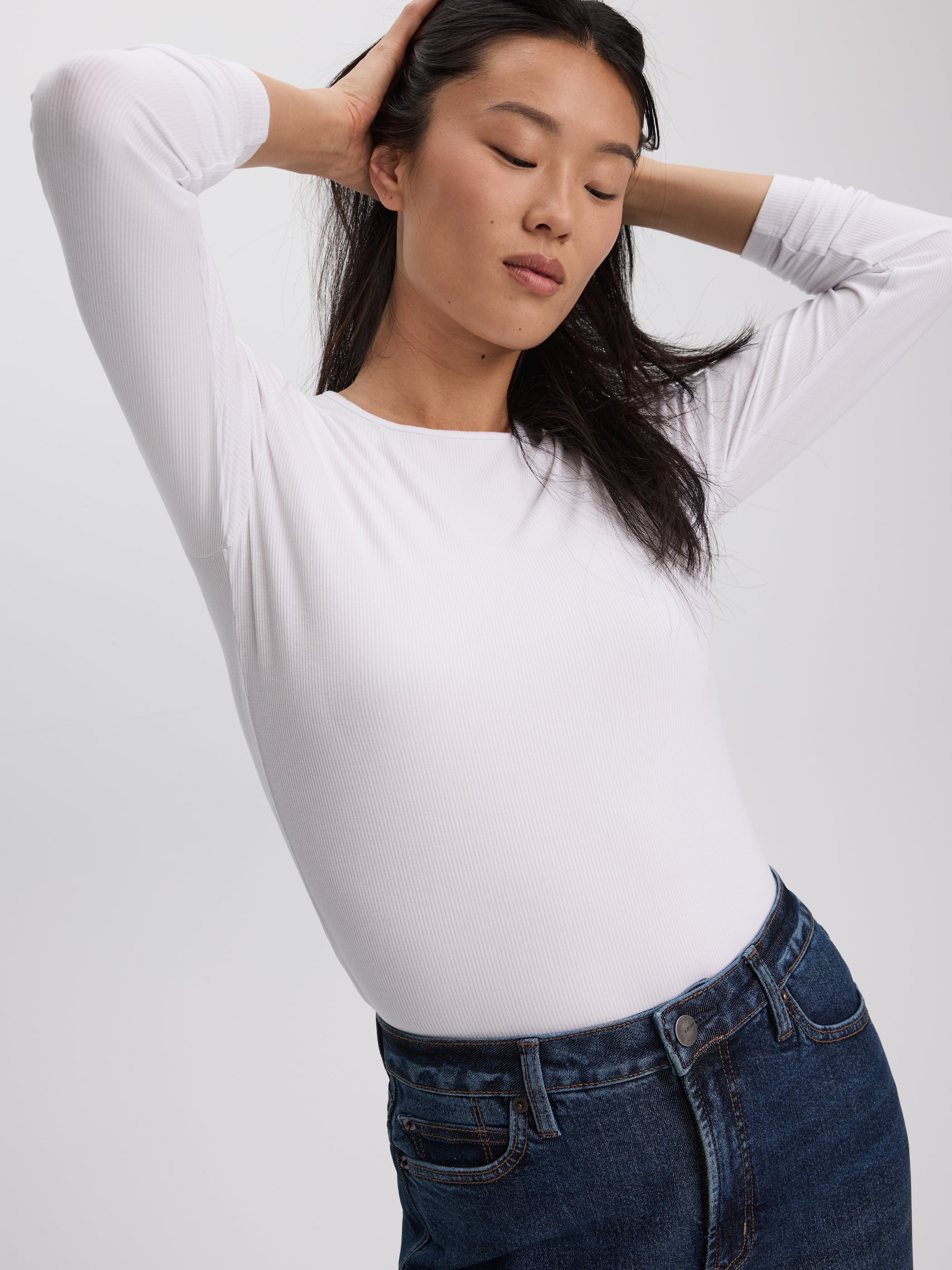 Long-Sleeve Crew-Neck Ribbed T-Shirt - R Essentials