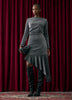 Long-Sleeve Midi Bodycon Dress with Metallic Fibres