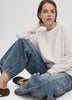 Long-Sleeve Crew-Neck Sweater with Cable Stitches