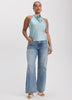 Sleeveless Satin Top with Halter Neckline