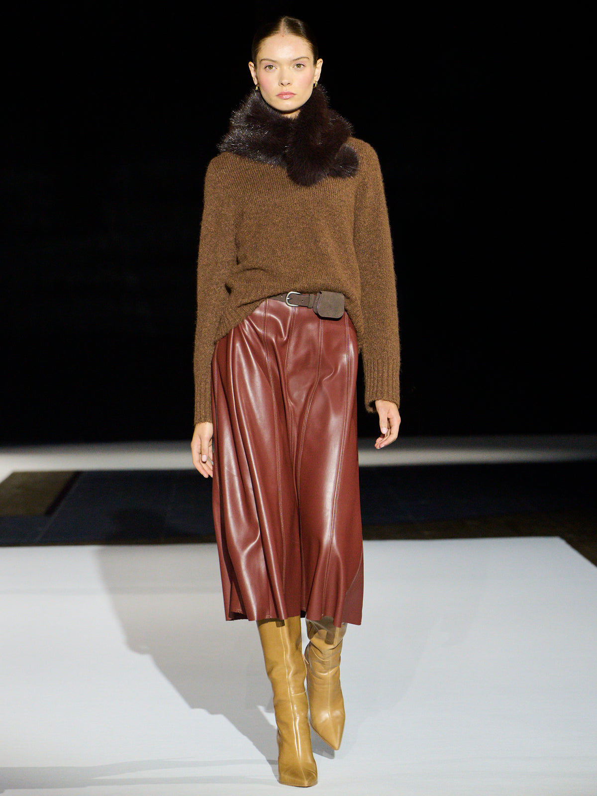 Faux Leather Midi Skirt