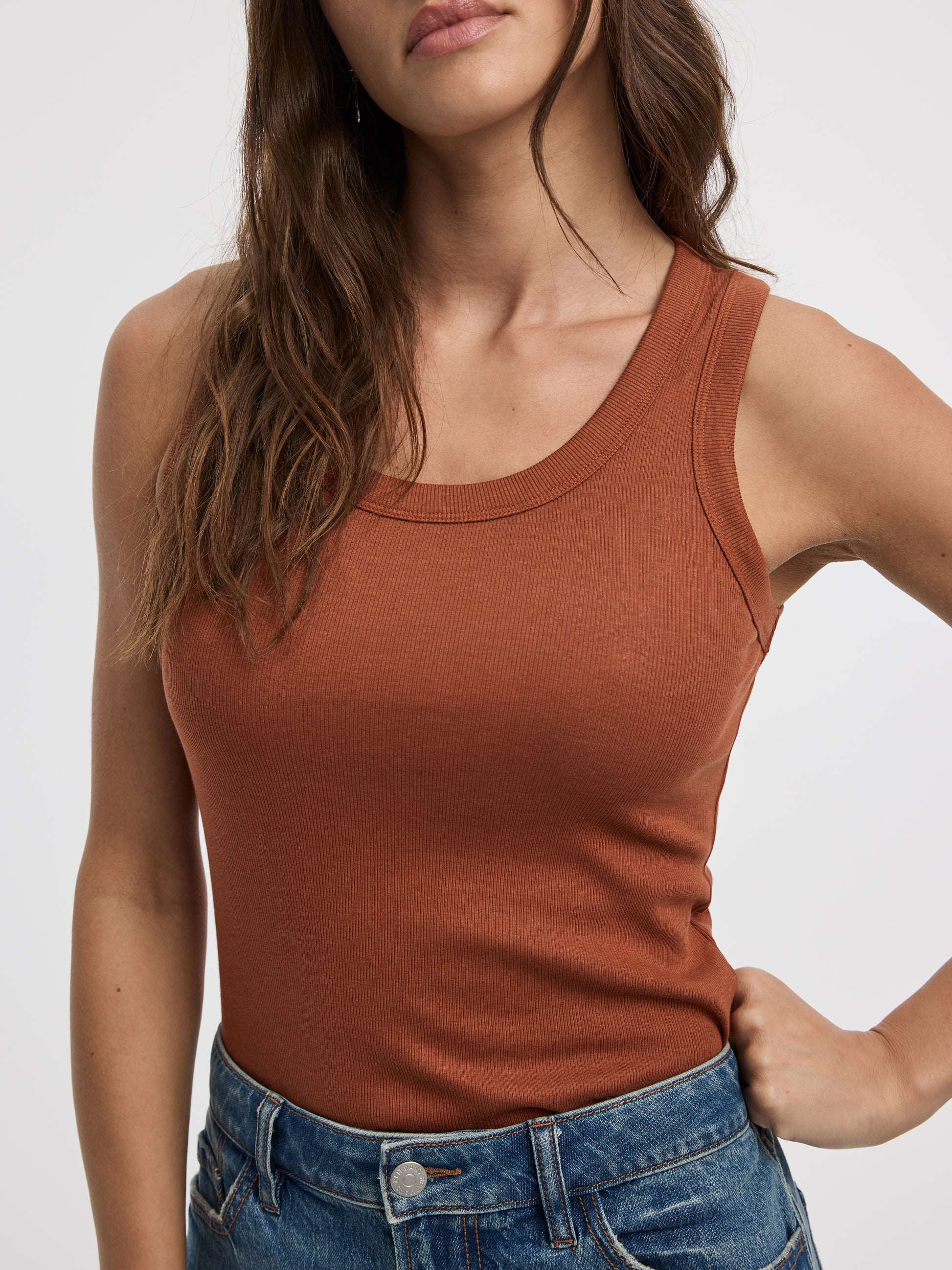 Scoop-Neck Ribbed Tank
