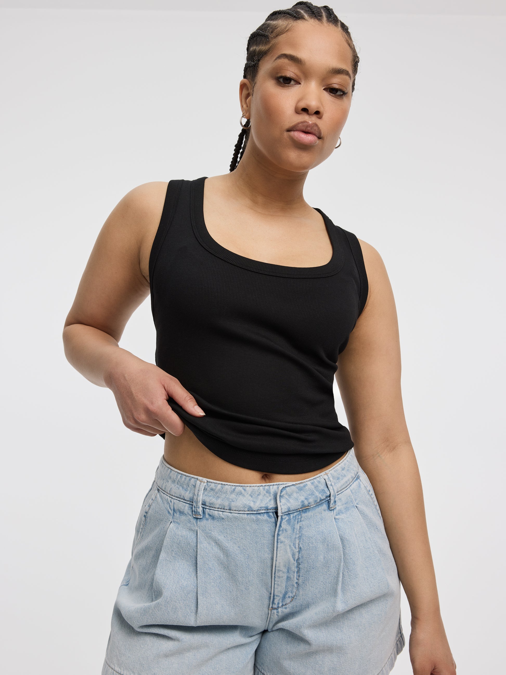 Scoop-Neck Ribbed Tank