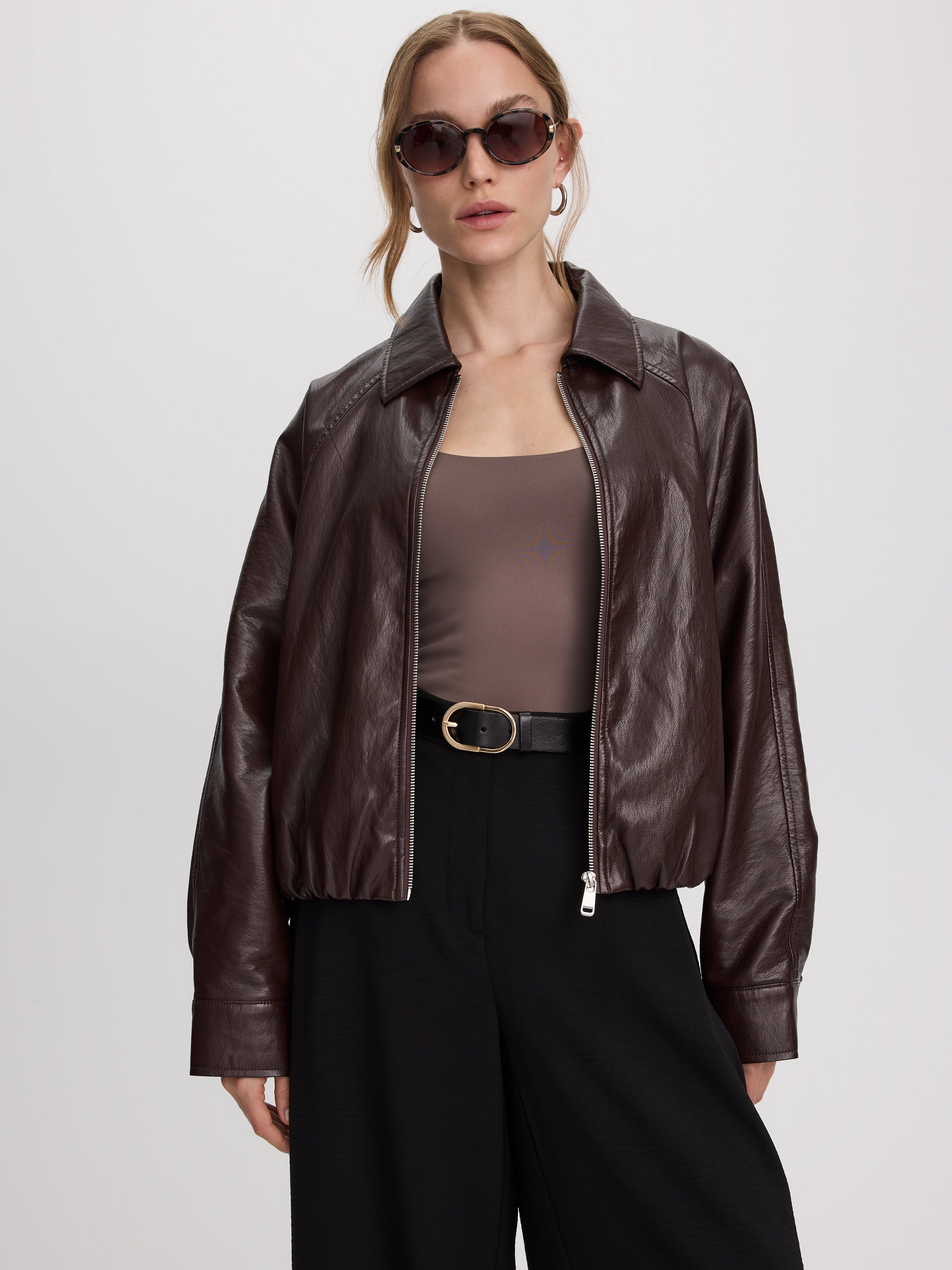 Loose Faux Leather Jacket