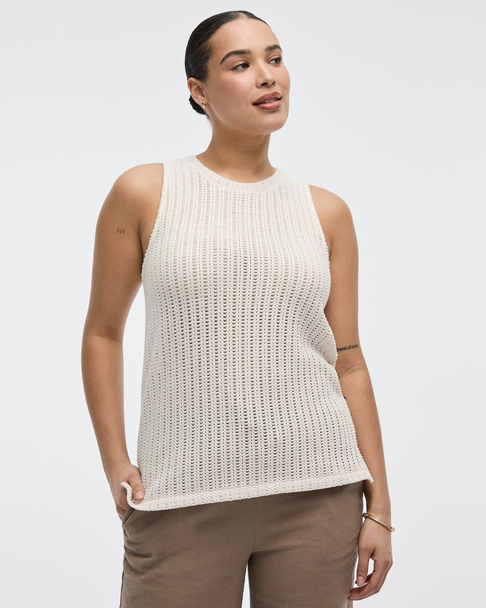 Crew-Neck Crochet Tank