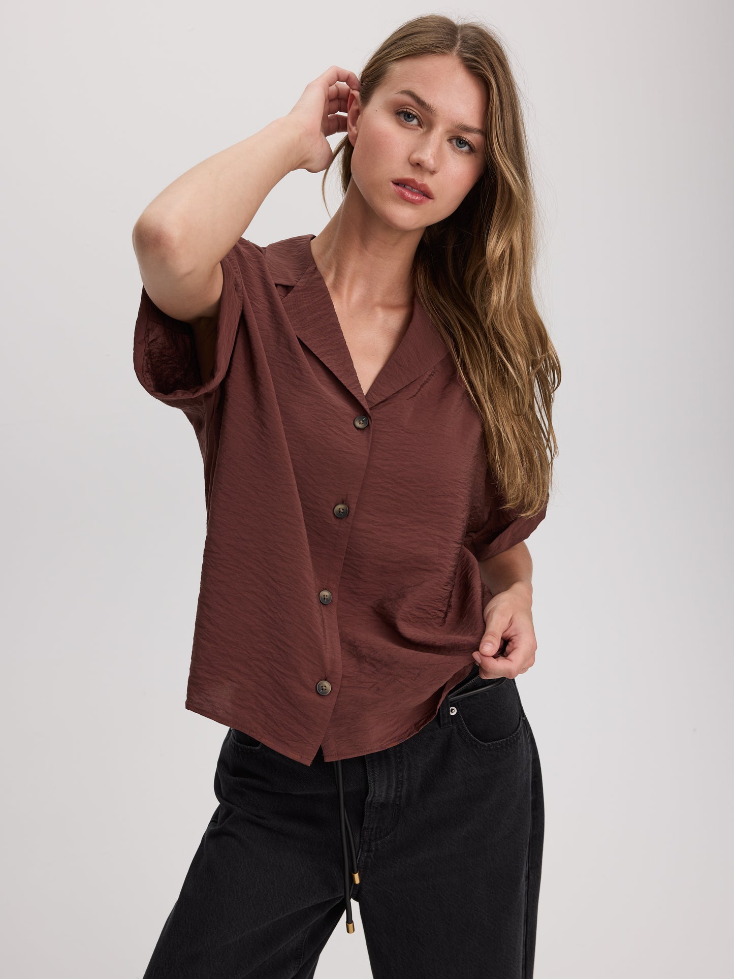 Short-Sleeve Shirt with Notch Collar