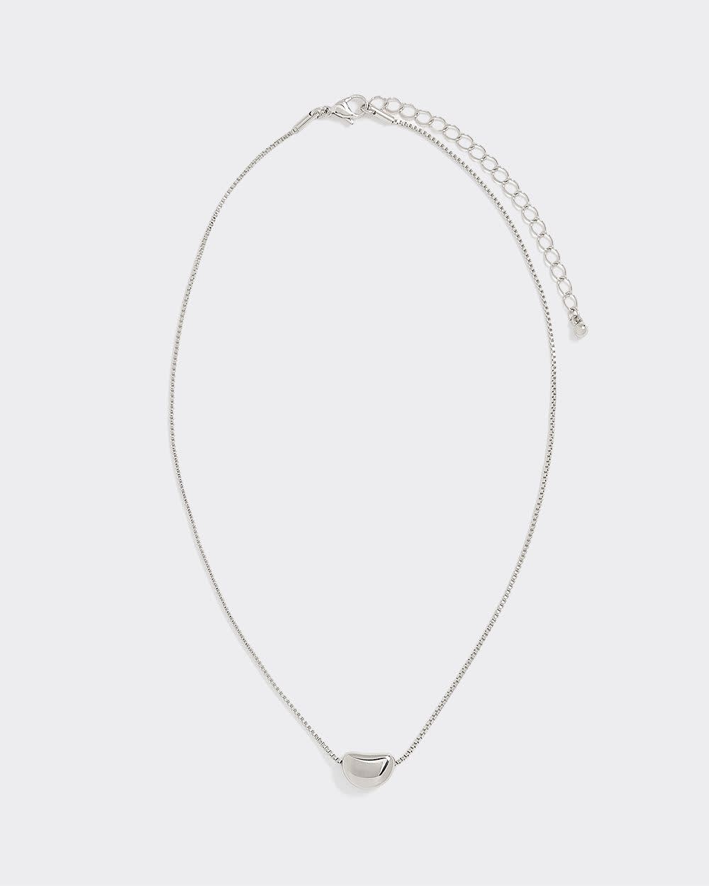 Stainless Steel Short Necklace with Half-Moon Pendant