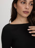 Long-Sleeve Boat-Neck Ribbed Top