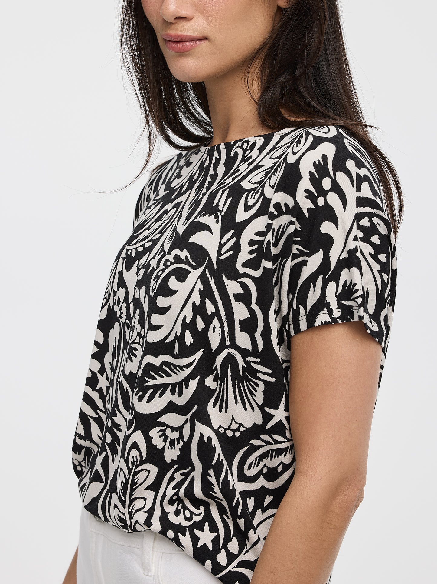 Short-Dolman-Sleeve Boat-Neck T-Shirt