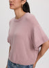 Cashmere-Blend Short-Sleeve Crew-Neck Loose Sweater
